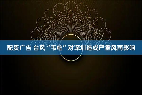 配资广告 台风“韦帕”对深圳造成严重风雨影响